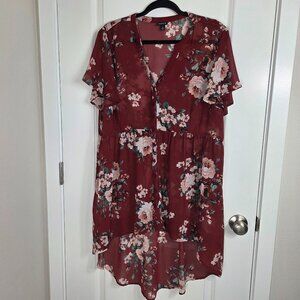 Torrid Dark Red Floral Lexie Top
